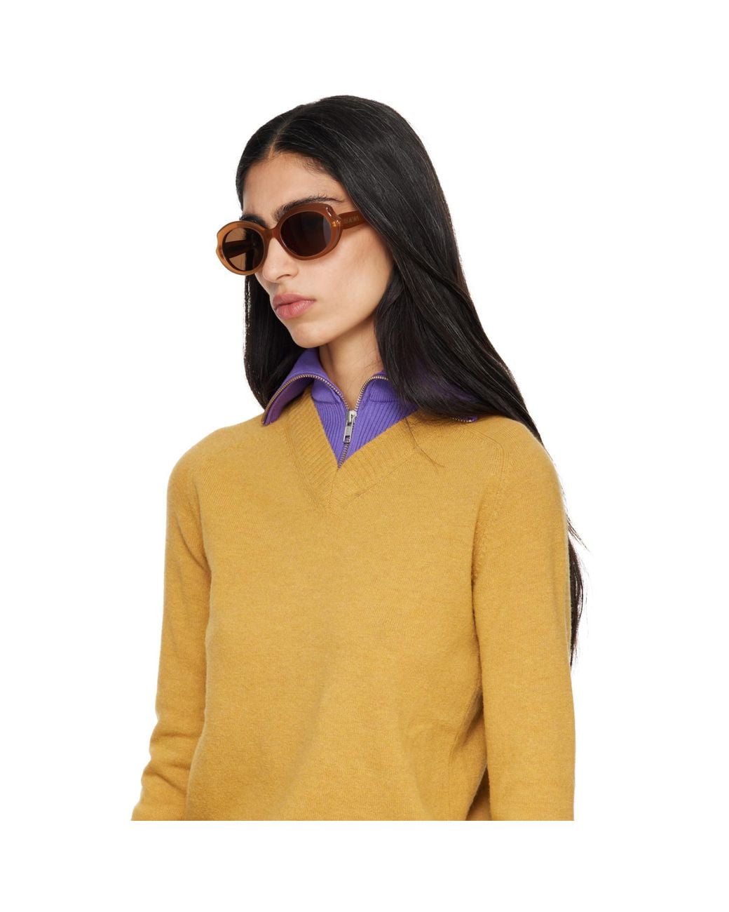 Loewe Brown Mini Slim Oval Sunglasses