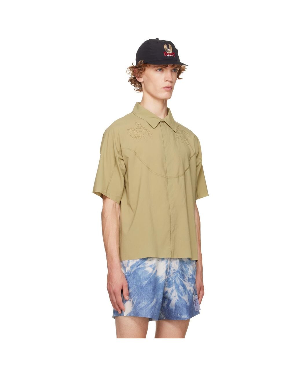 Satisfy Green Khaki Peaceshell River Short Sleeves Shirt for men