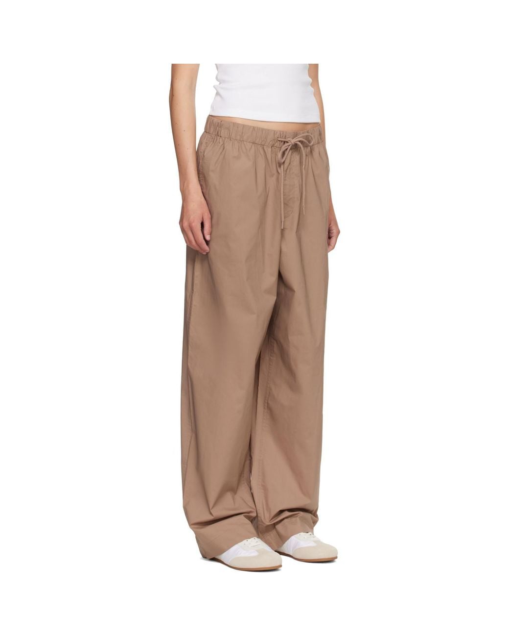 Skims Natural Tan Woven Cotton Oversized Straight Leg Lounge Pants
