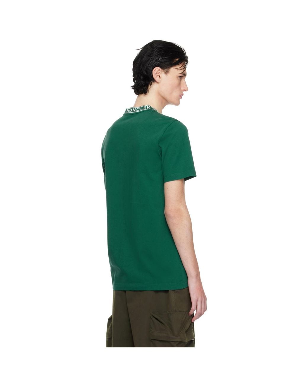 Moncler Green Logo-Trimmed Cotton T-Shirt for men