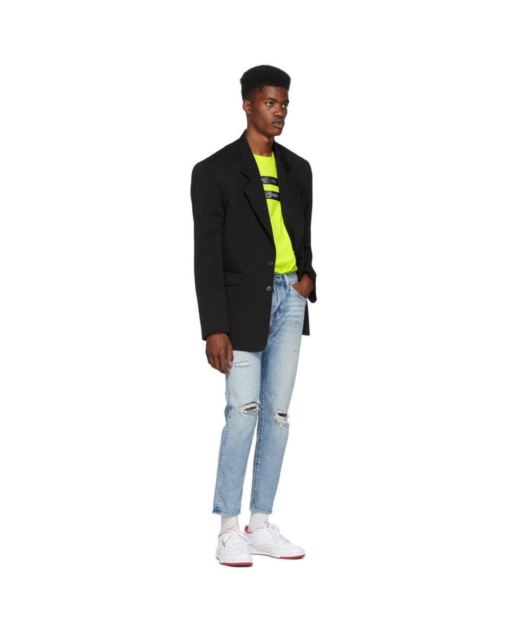 Denim Blue Hi-ball Roll Jeans for Men 