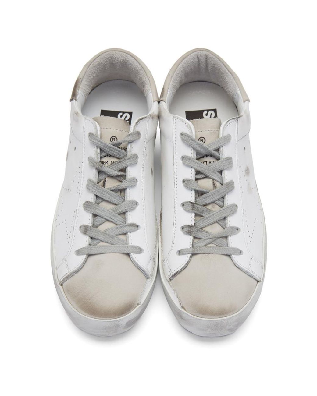 Golden Goose White Grey Perforated Superstar Sneakers Lyst