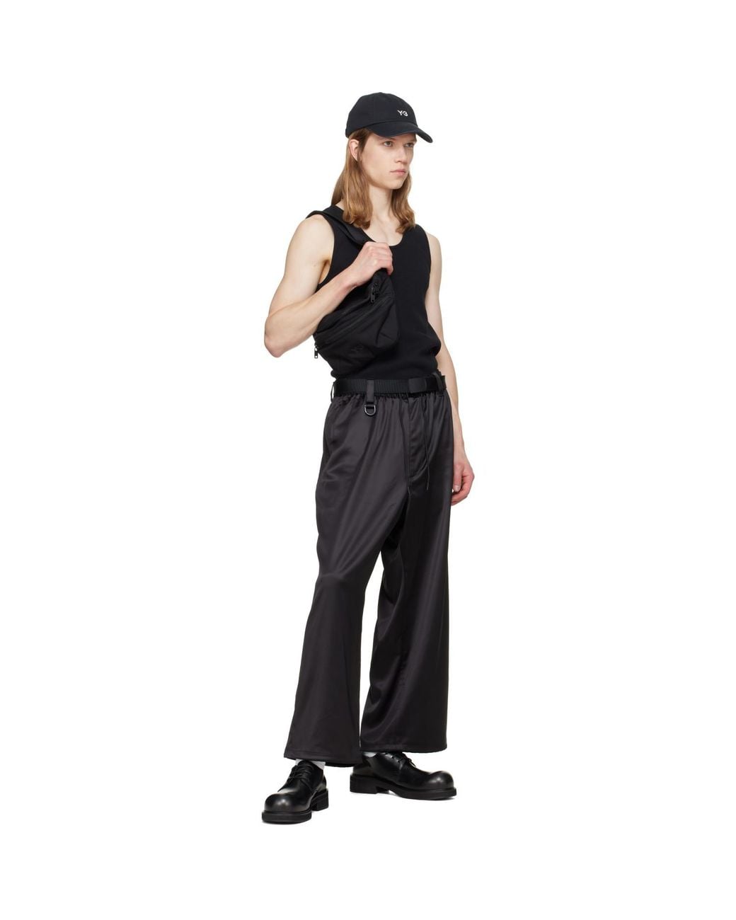 Y-3 Black Staple Fanny Pack for men