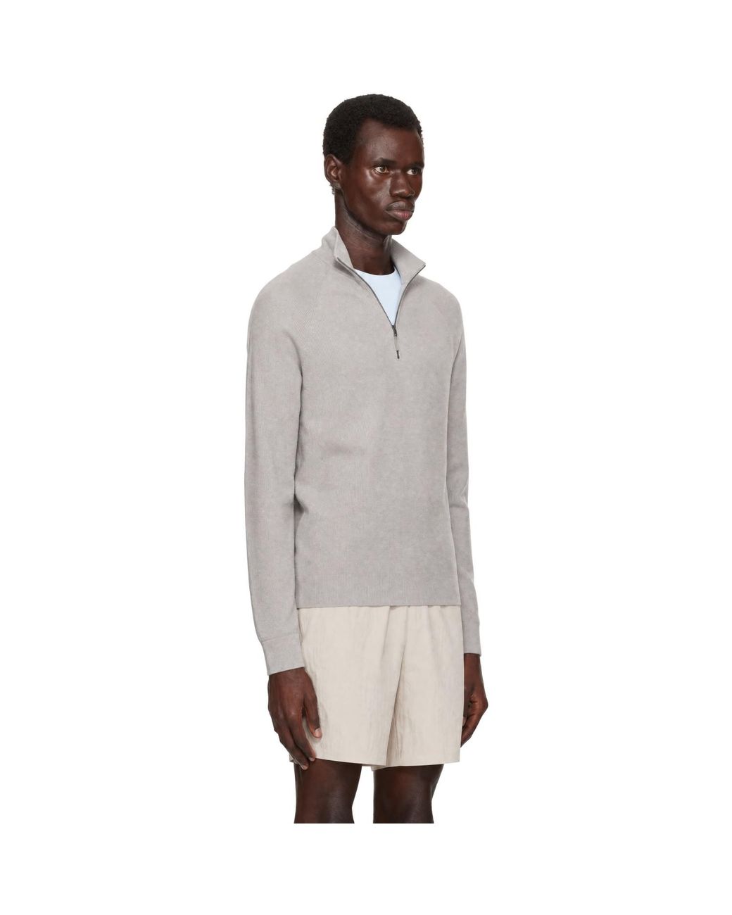 Veilance Gray Conic Wool Half Zip Sweater for men