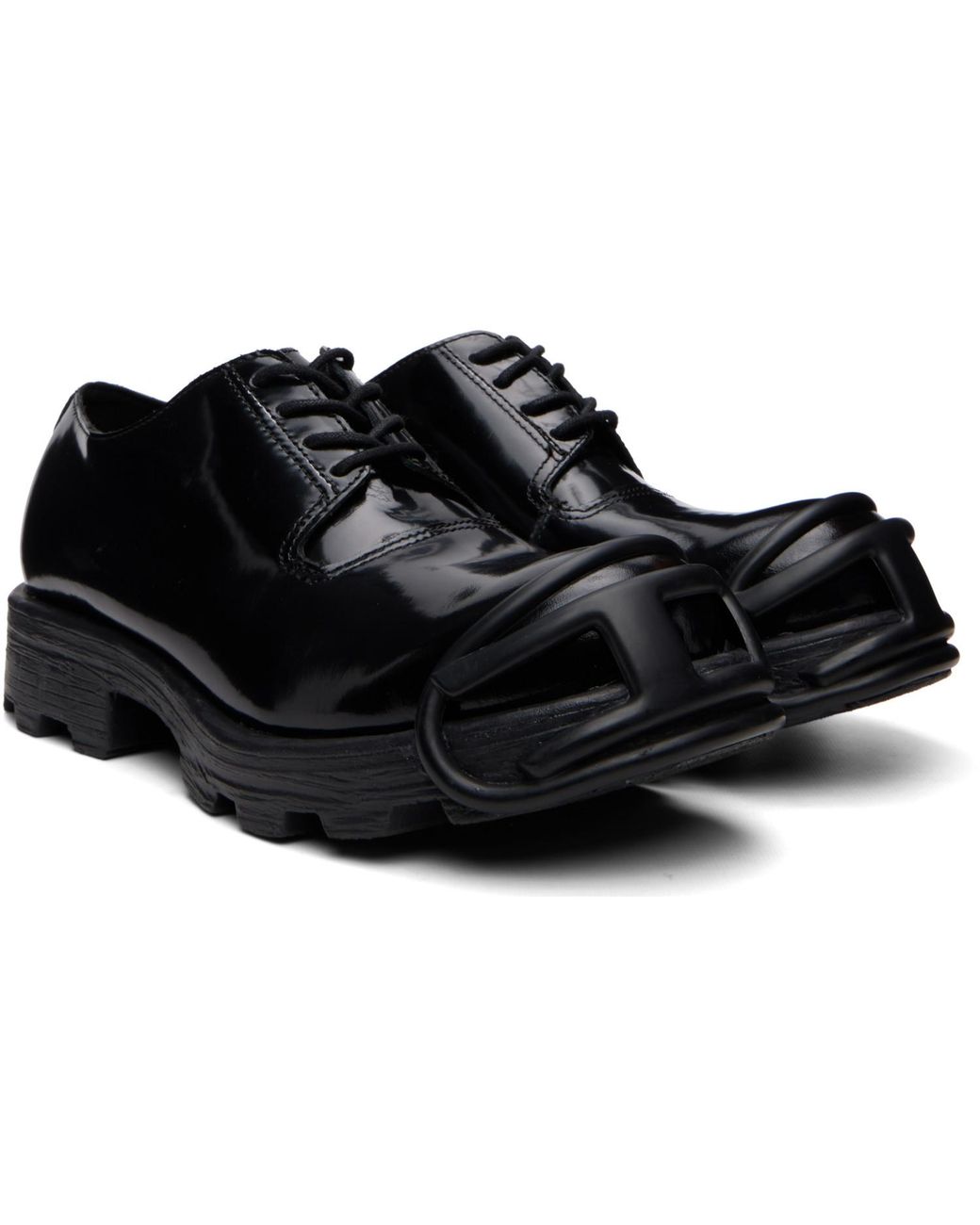 DIESEL Black D-Hammer-Leather Lace-Up Oxfords for men