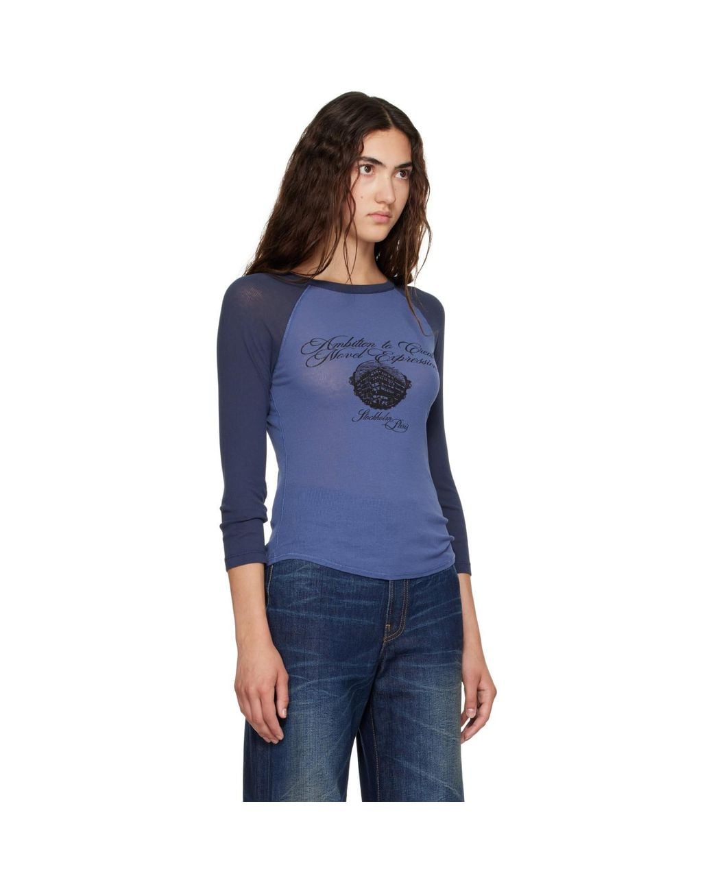 Acne Blue Logo Jersey T-Shirt