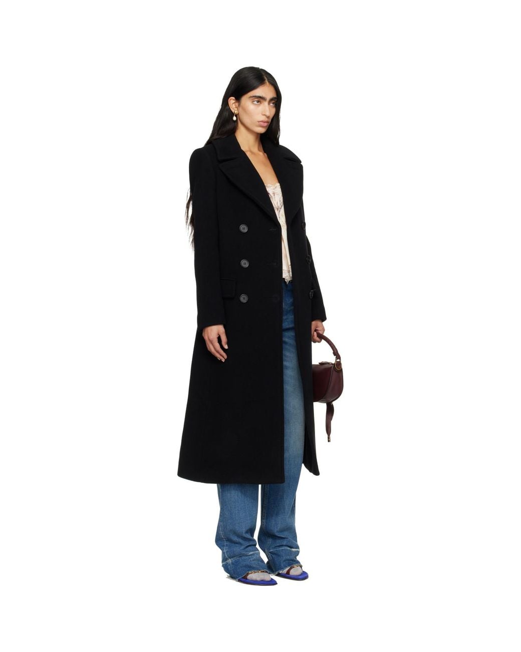 Chloé Black Long Double-Breasted Coat