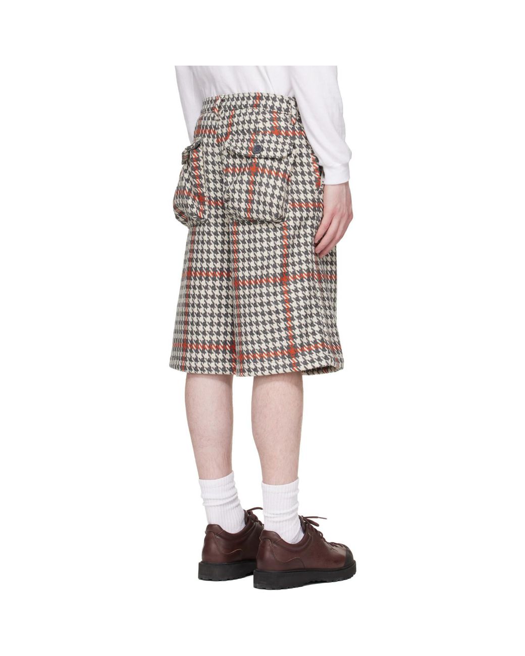 Reese Cooper Black Wool Houndstooth Patch Pocket Shorts for men