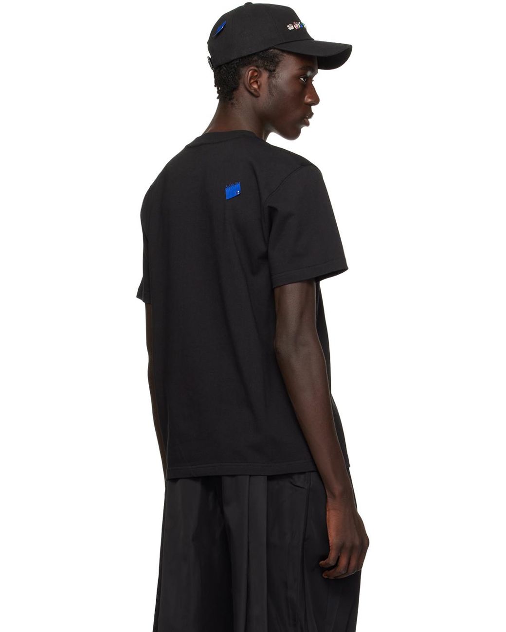 メンズ Adererror ブラック スワロフスキー クリスタル Tシャツ 