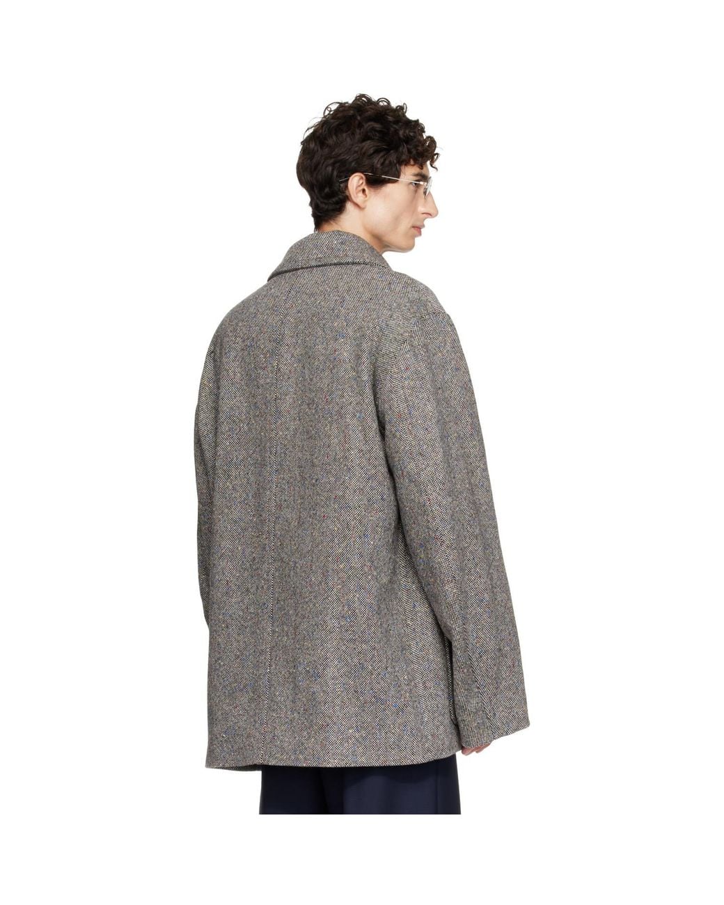 Dries Van Noten Gray Wool Tweed Jacket for men