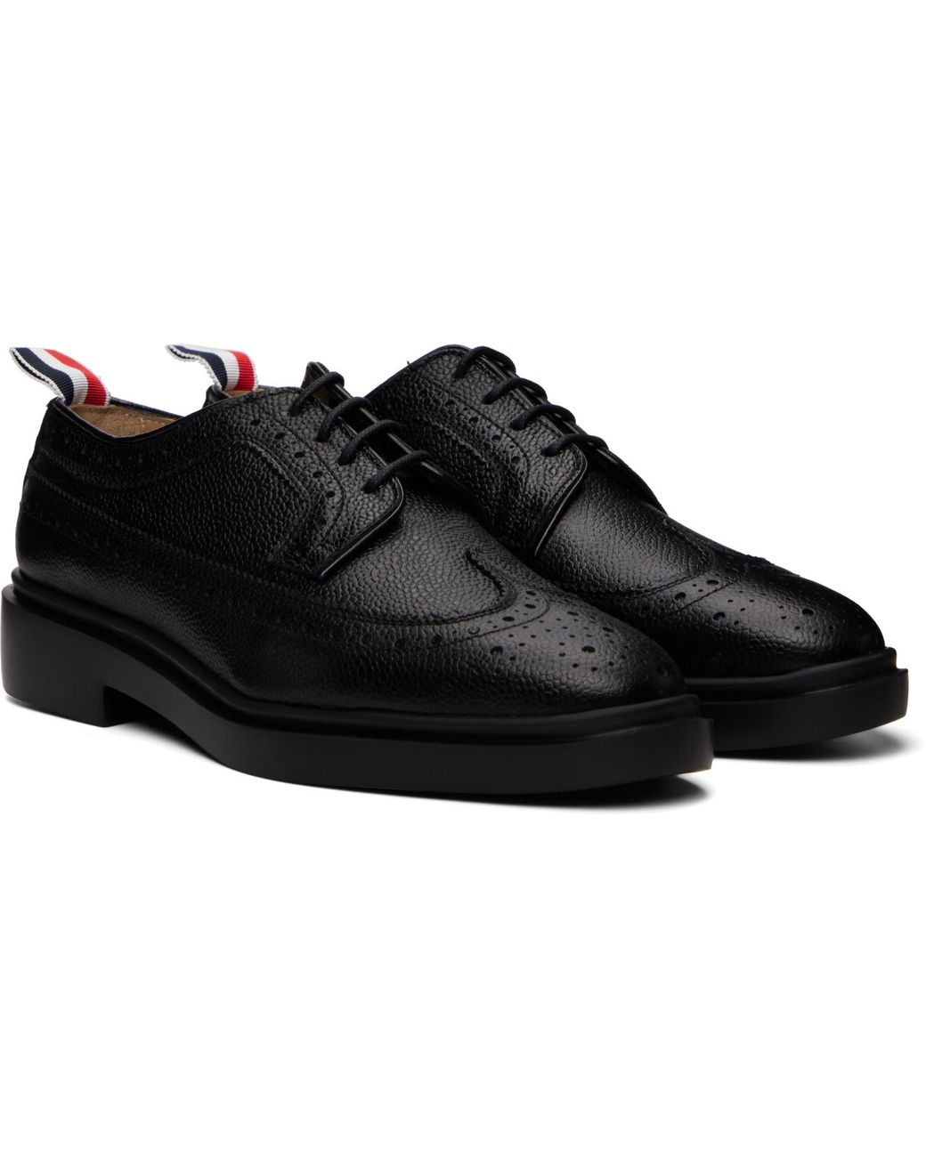 Thom Browne Black Pebble Grain Lightweight Classic Longwing Brogues