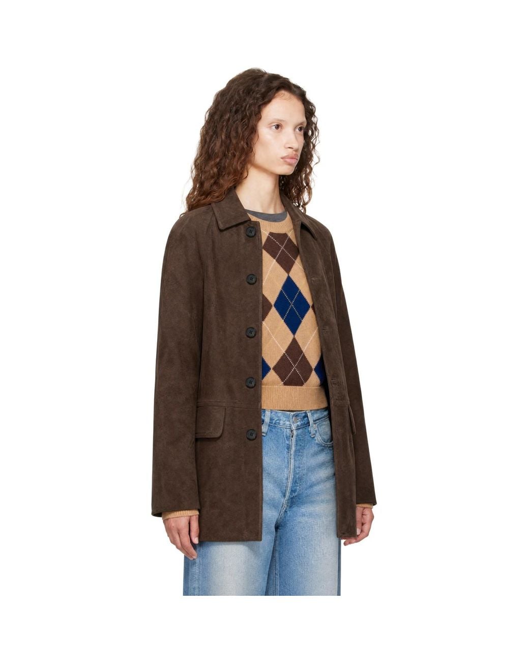 DUNST Brown Lily Half Faux-Suede Jacket