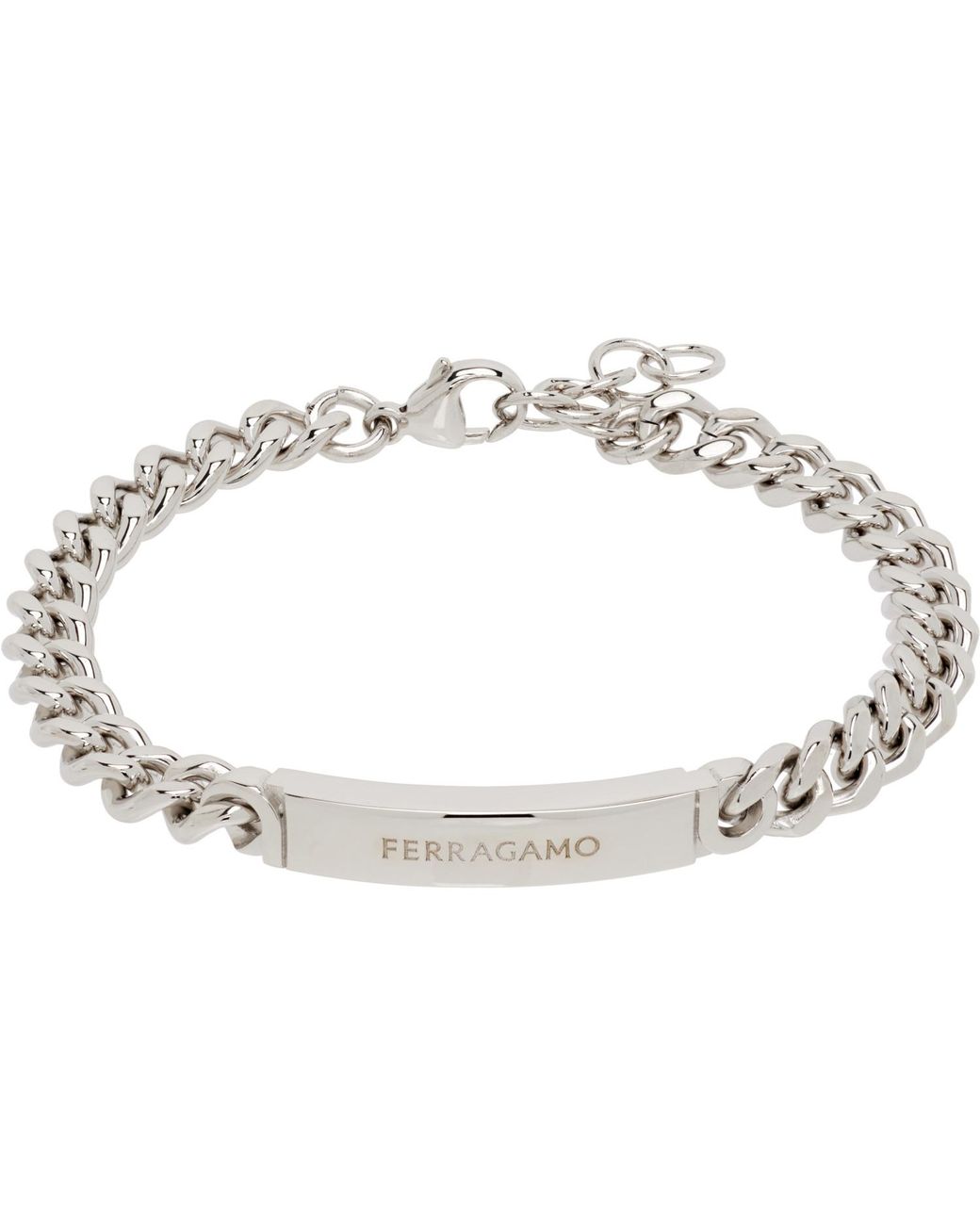 Ferragamo Metallic Curb Chain Bracelet for men