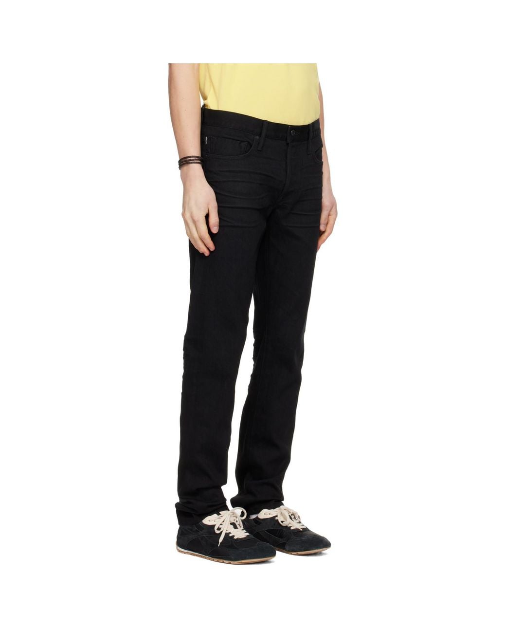 Tom Ford Black Stretch Selvedge Straight Fit Jeans for men