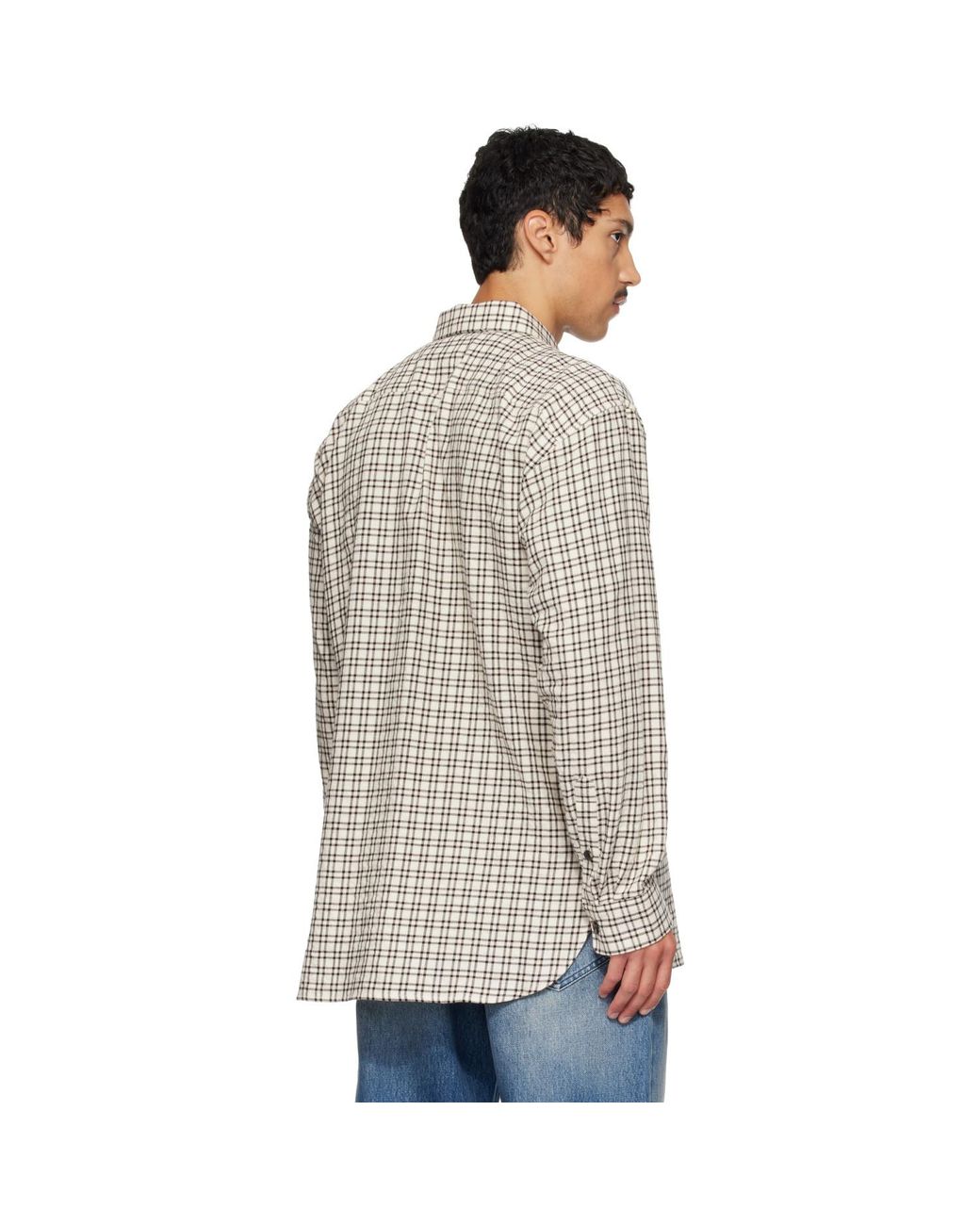 Dries Van Noten Gray Off- Loose Flannel Shirt for men