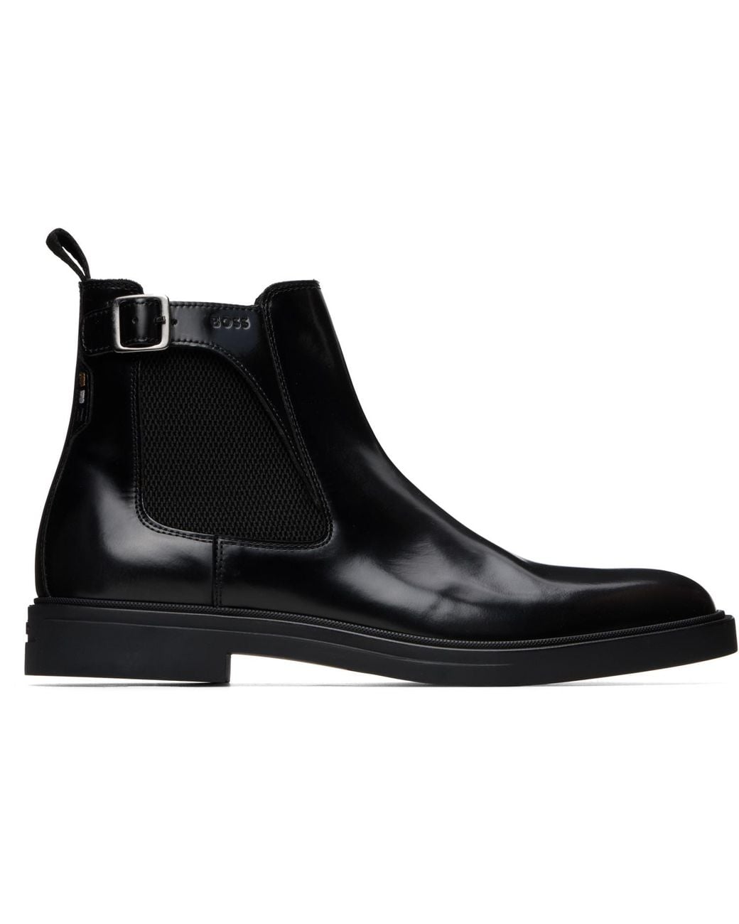 BOSS Buckle Leather Chelsea Boots in Black for Men | Lyst