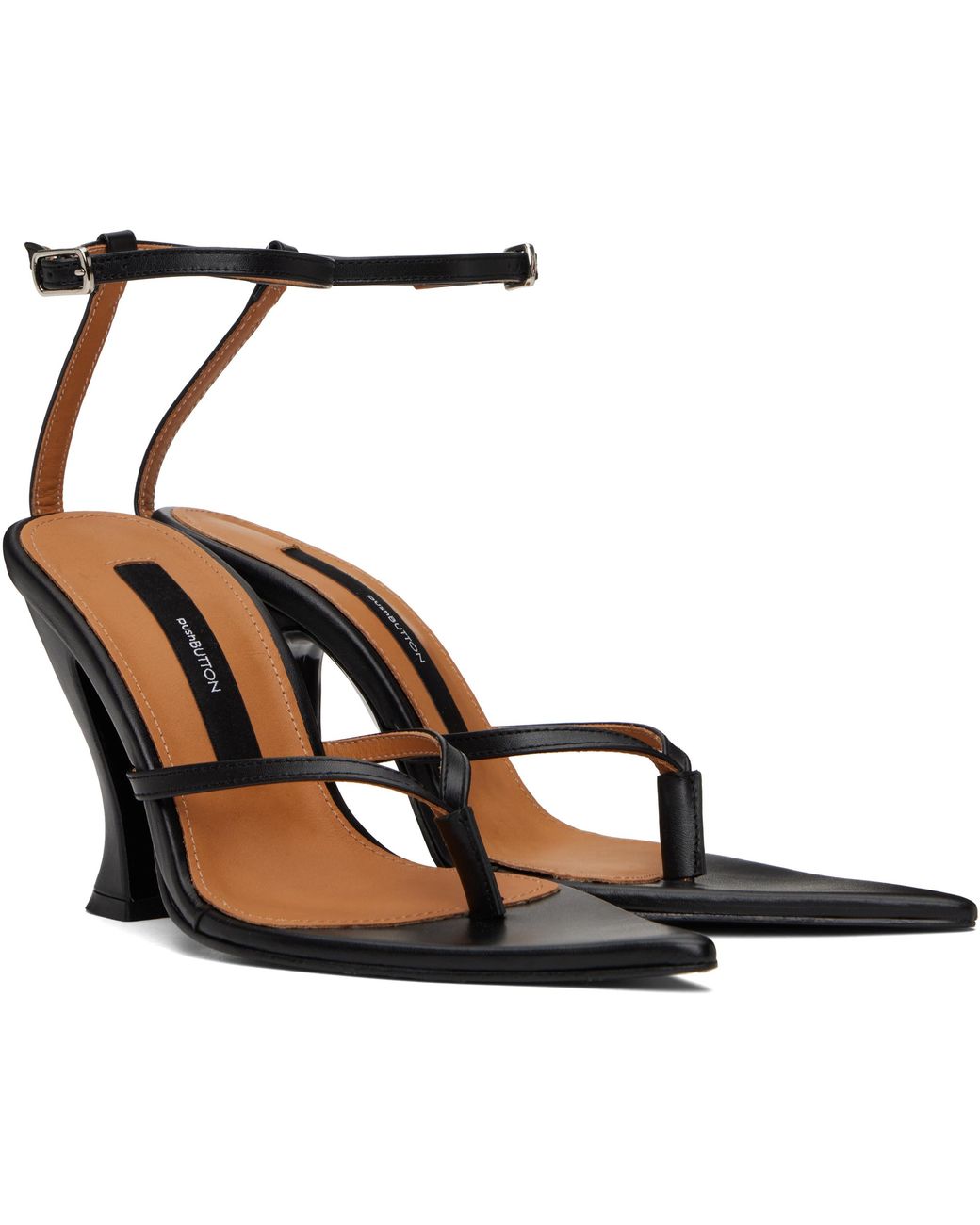 Pushbutton Black Pointy Heels