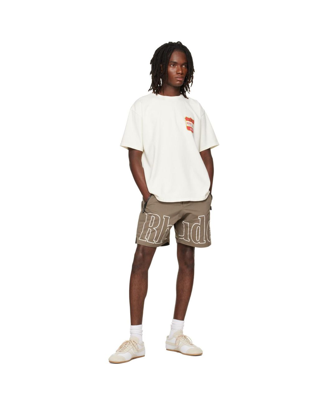 Rhude Natural 'Rh' Logo Shorts for men