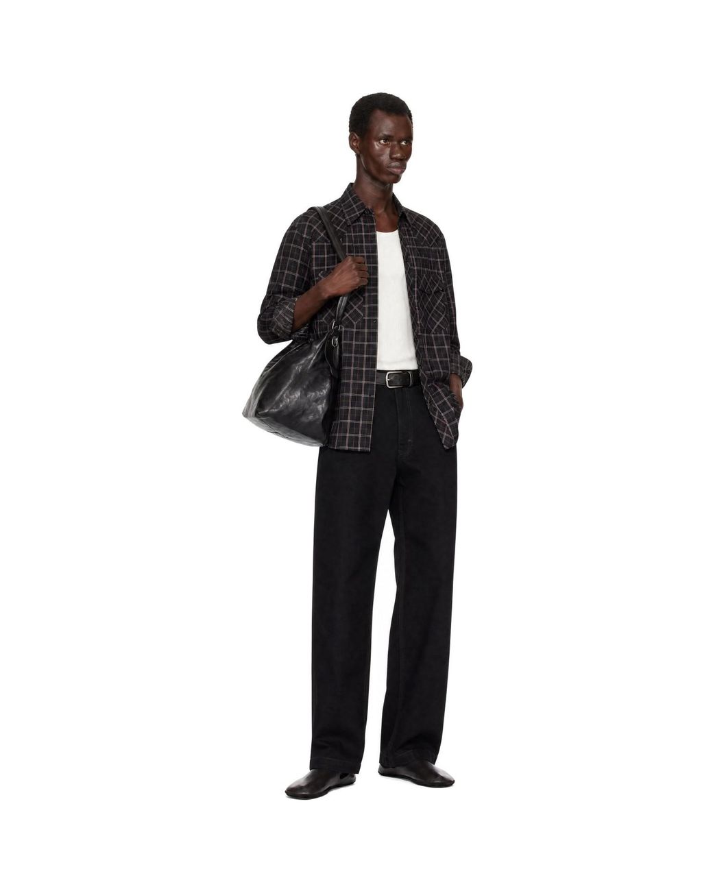 Lemaire Black Western Check Shirt for men