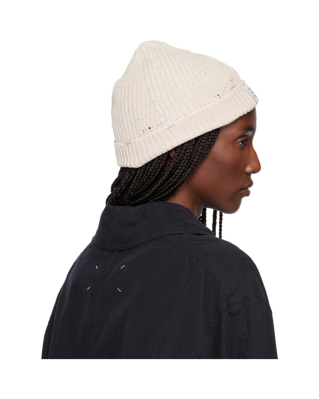 MM6 by Maison Margiela Black Amended Optical Ribs Beanie