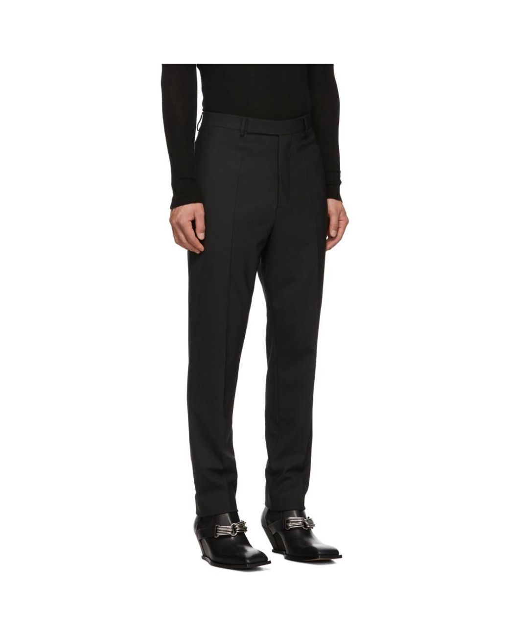 Rick Owens Black Slim Long Astaire Trousers for Men | Lyst Canada