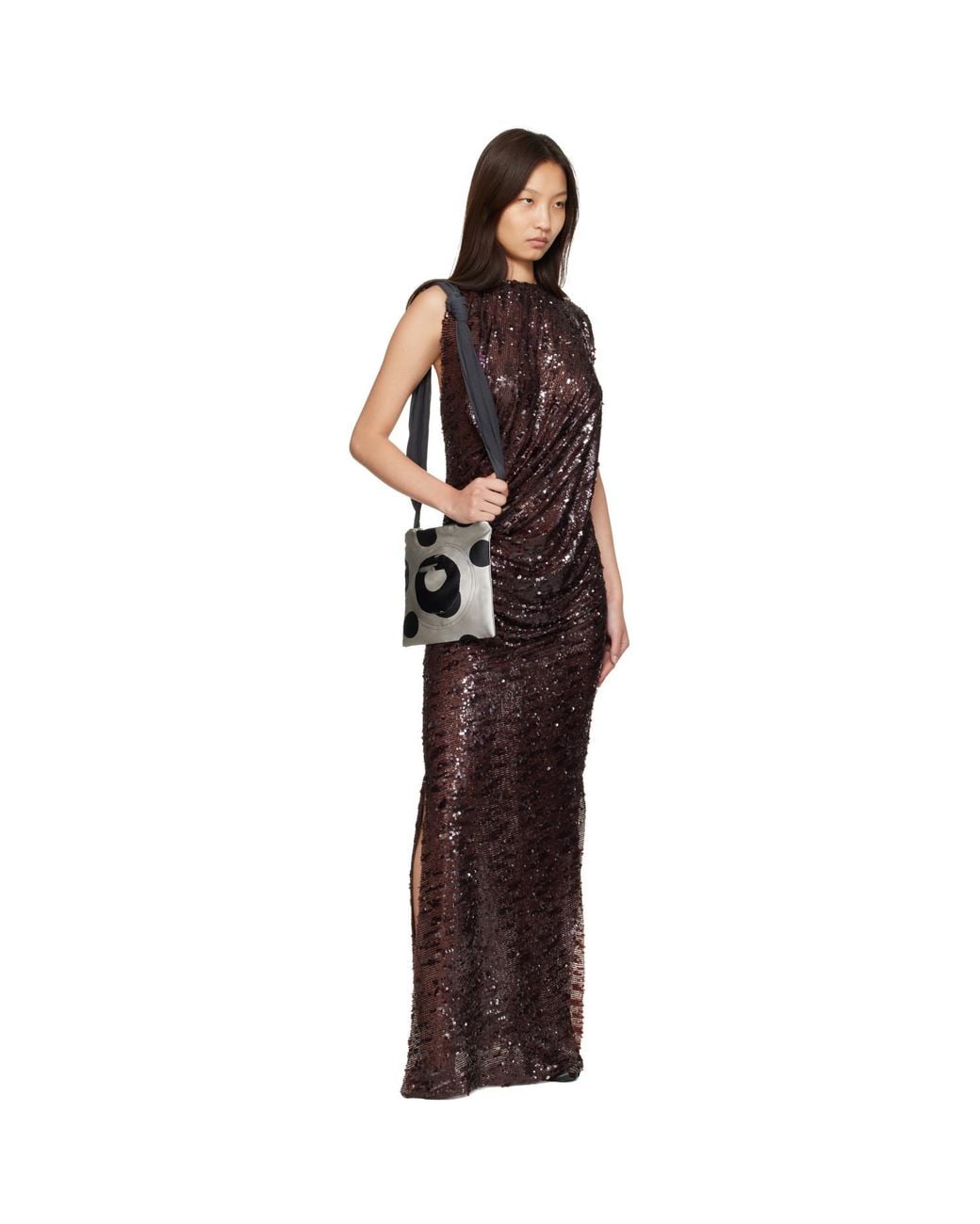 Edward Cuming Purple Droopy Drape Gown Maxi Dress
