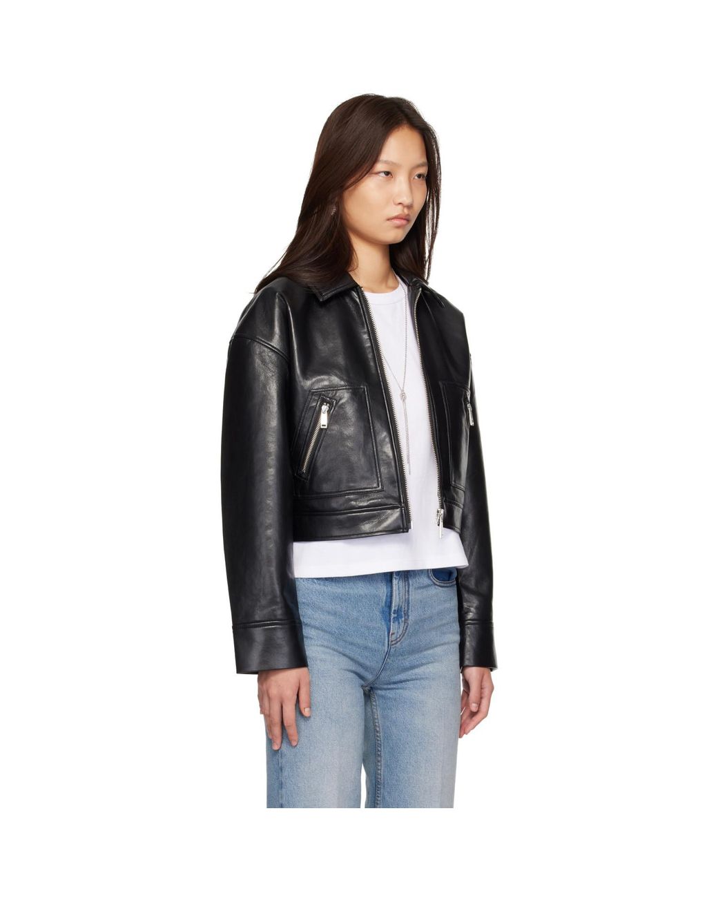 Anine Bing Black Assan Regenerated Leather Jacket