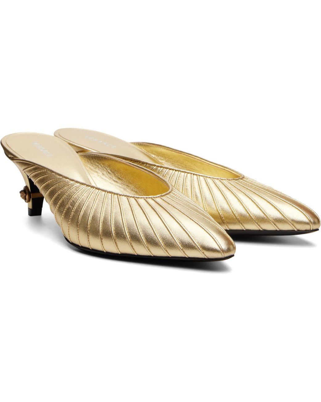 Versace Gianni Metallic Nappa Mule Heels