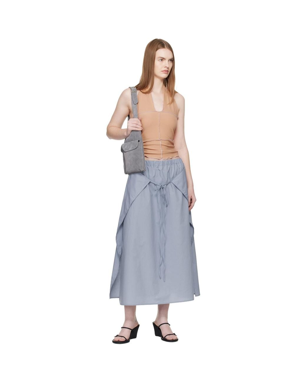 Baserange Blue Tan Cinder Halter Top