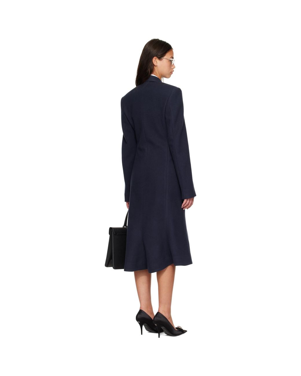 Balenciaga Blue Godet Midi Coat