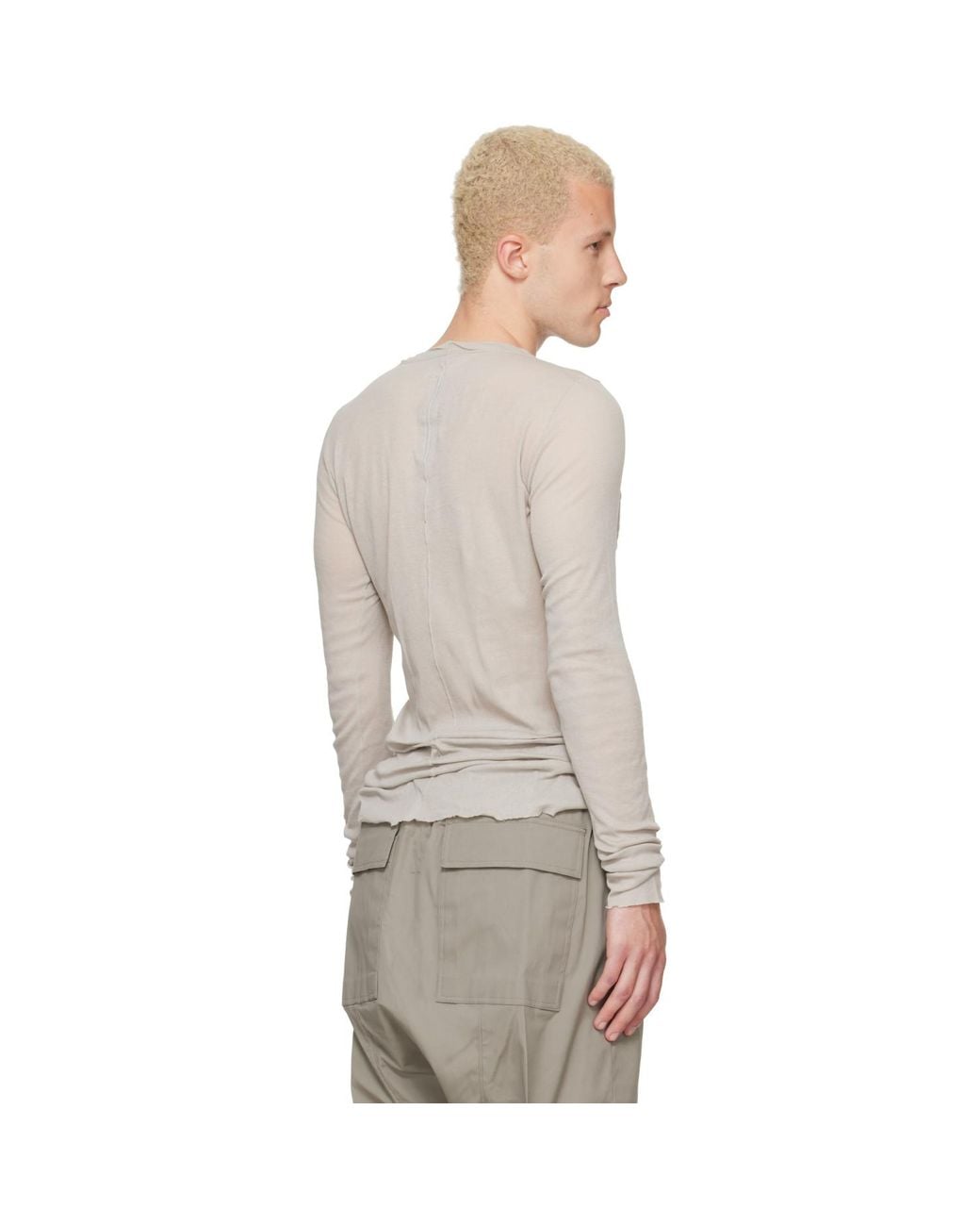 Rick Owens Gray Off- Tower Rib Ls T-Shirt for men