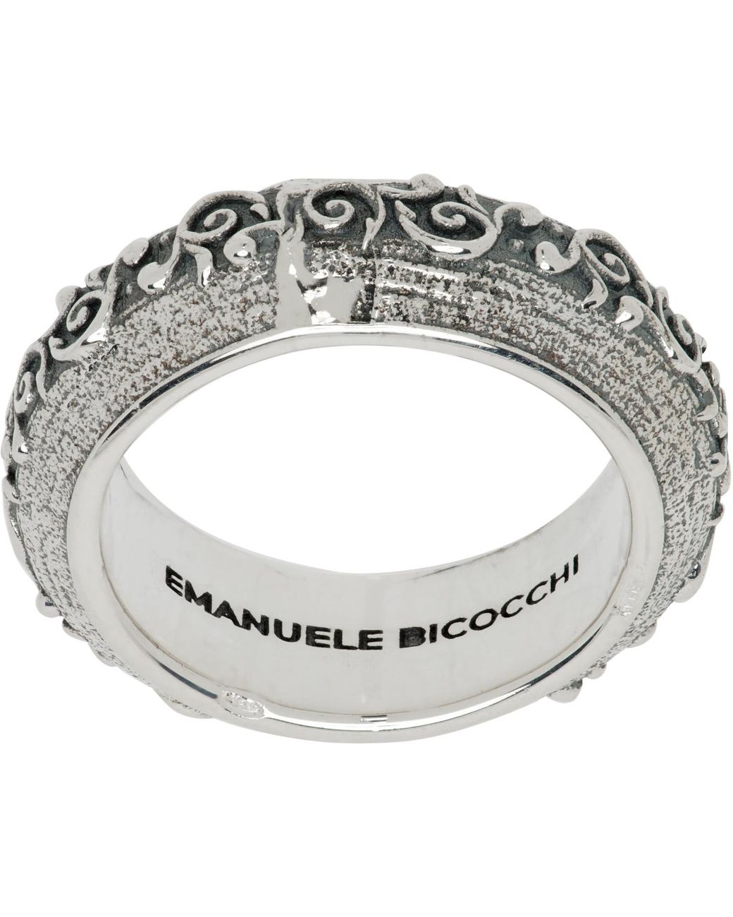 Emanuele Bicocchi Metallic Flourish Band Ring for men