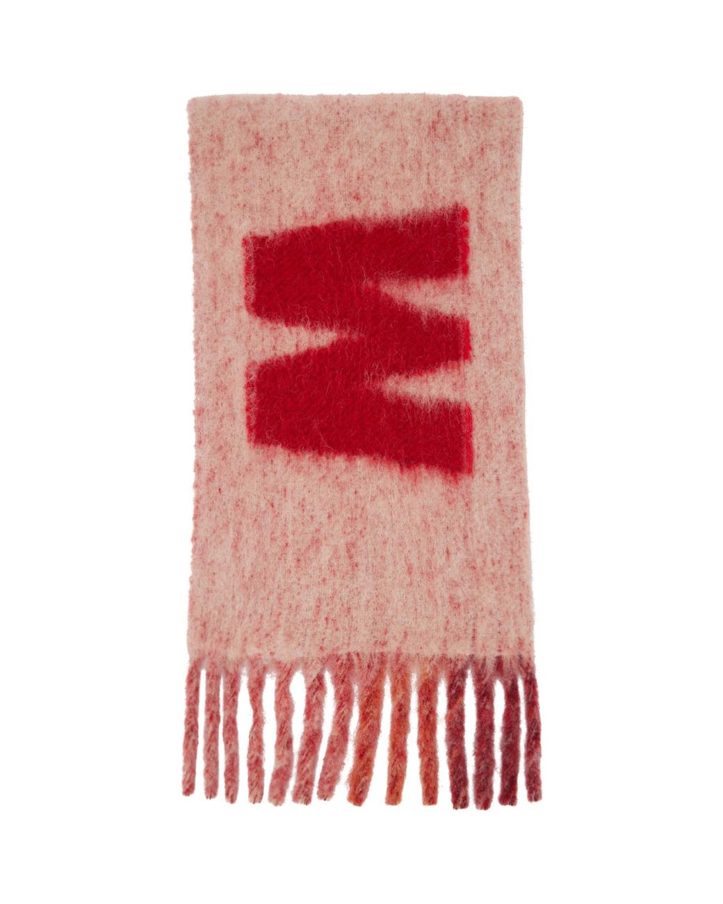 Marni Red Pink Fringed Scarf for men