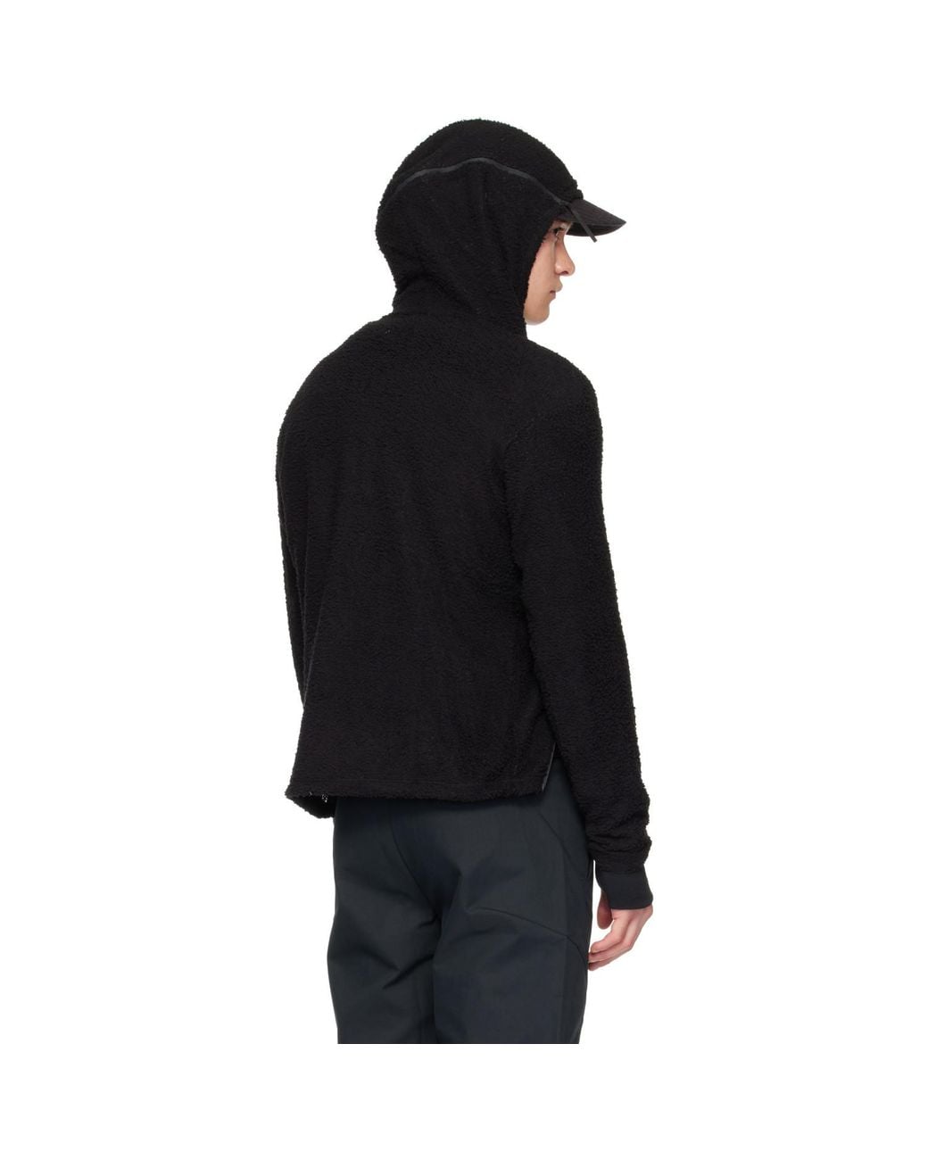 Post Archive Faction PAF Black Curved Fleece Hoodie for men