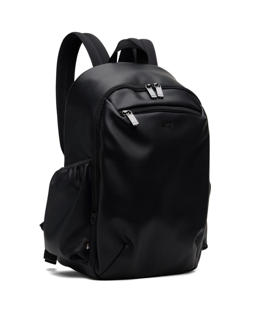 Boss Black Faux-Leather Backpack for men