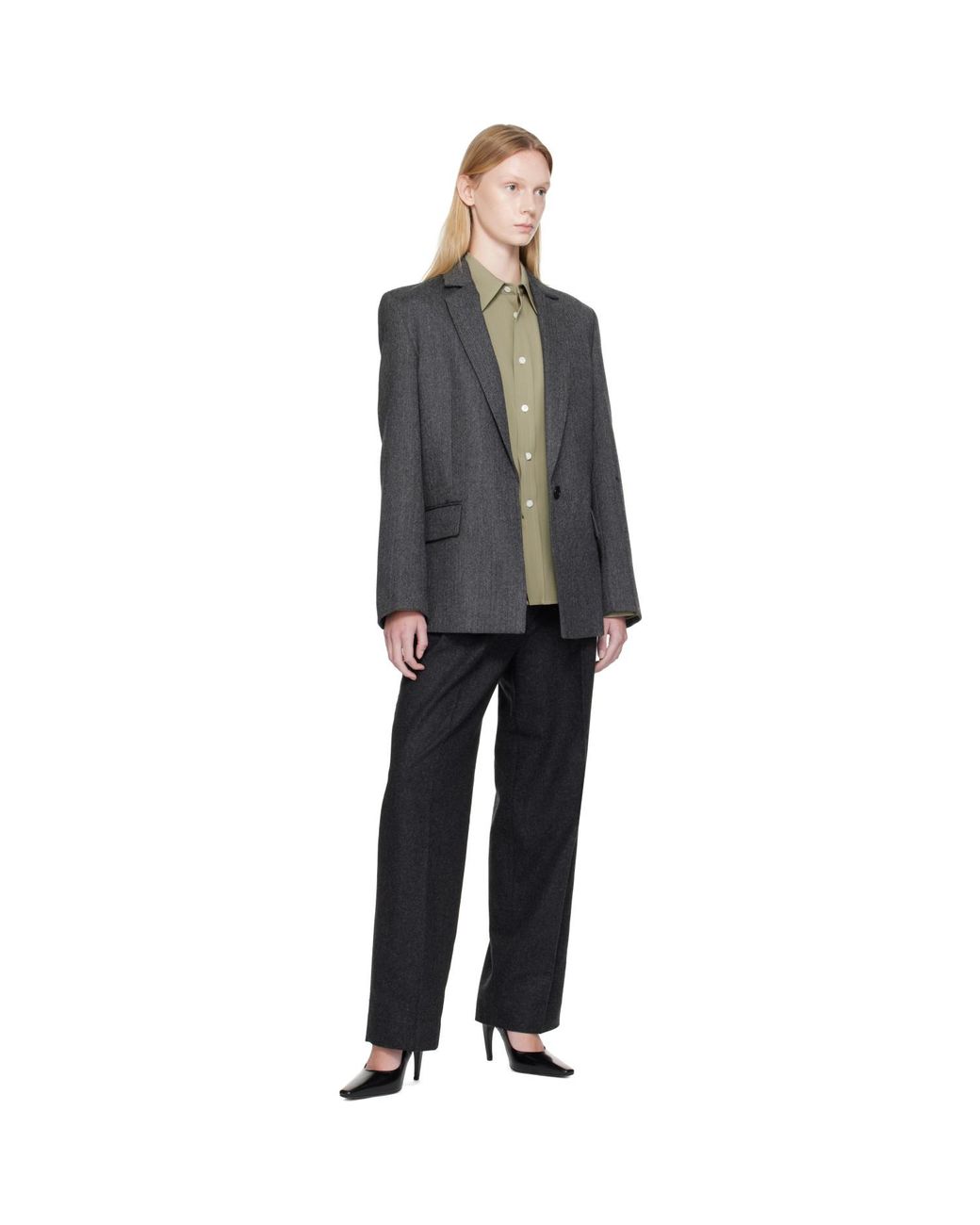 Totême  Black Double-Pleat Winter Trousers