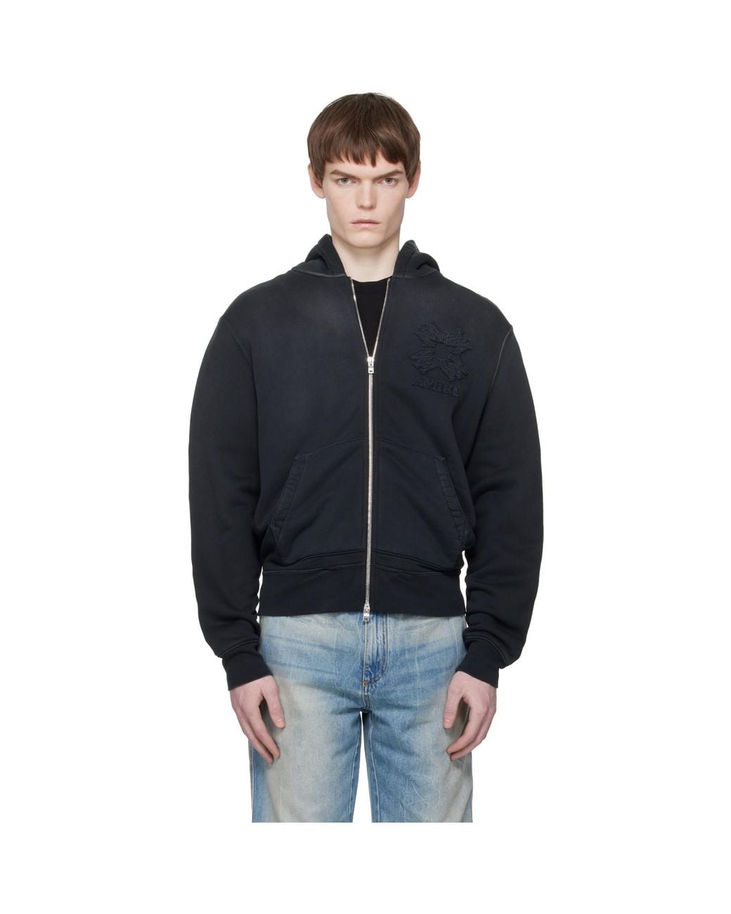 Amiri Blue Ma Quad Zip Hoodie for men