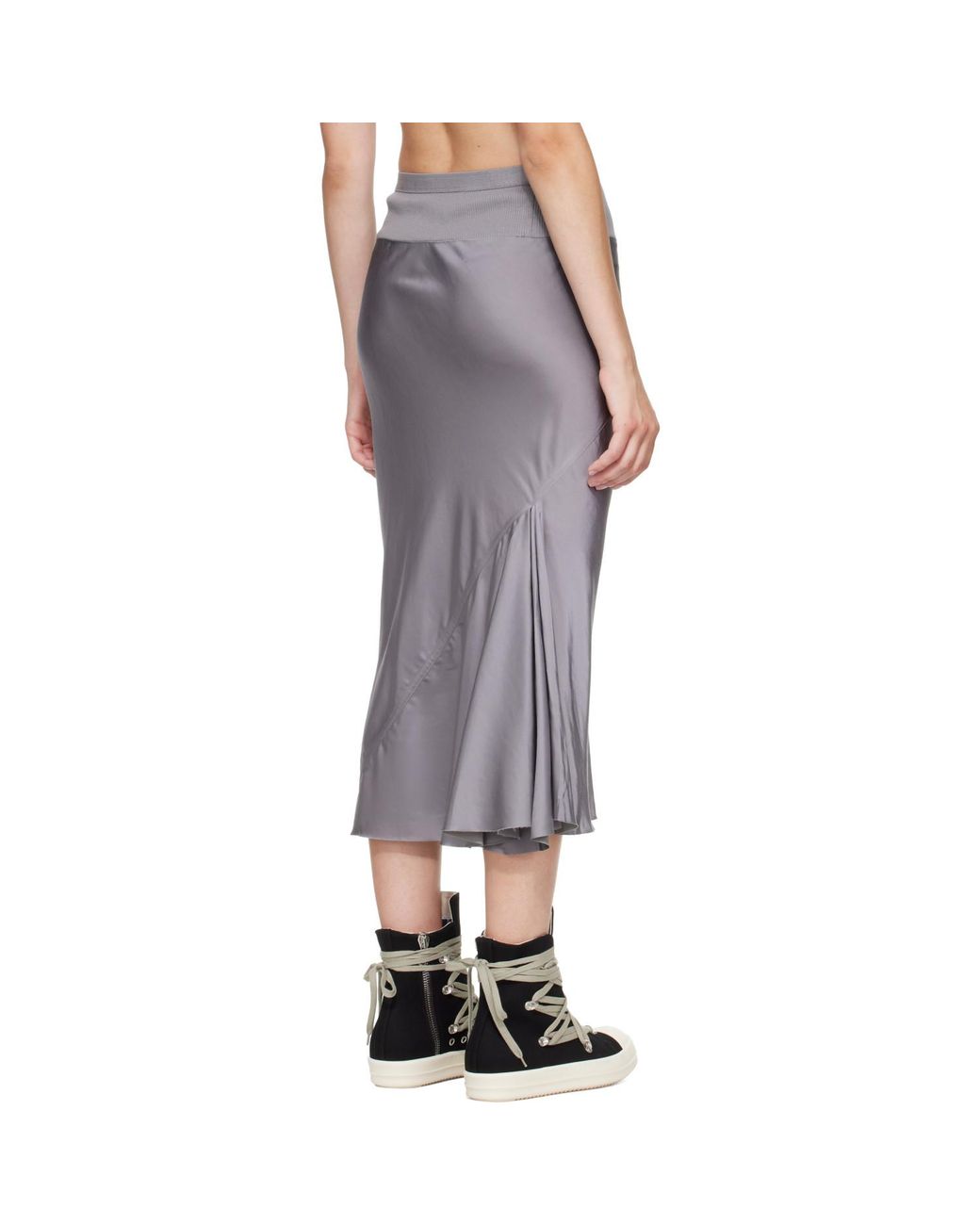 Rick Owens Gray Tower Knee Bias Midi Skirt