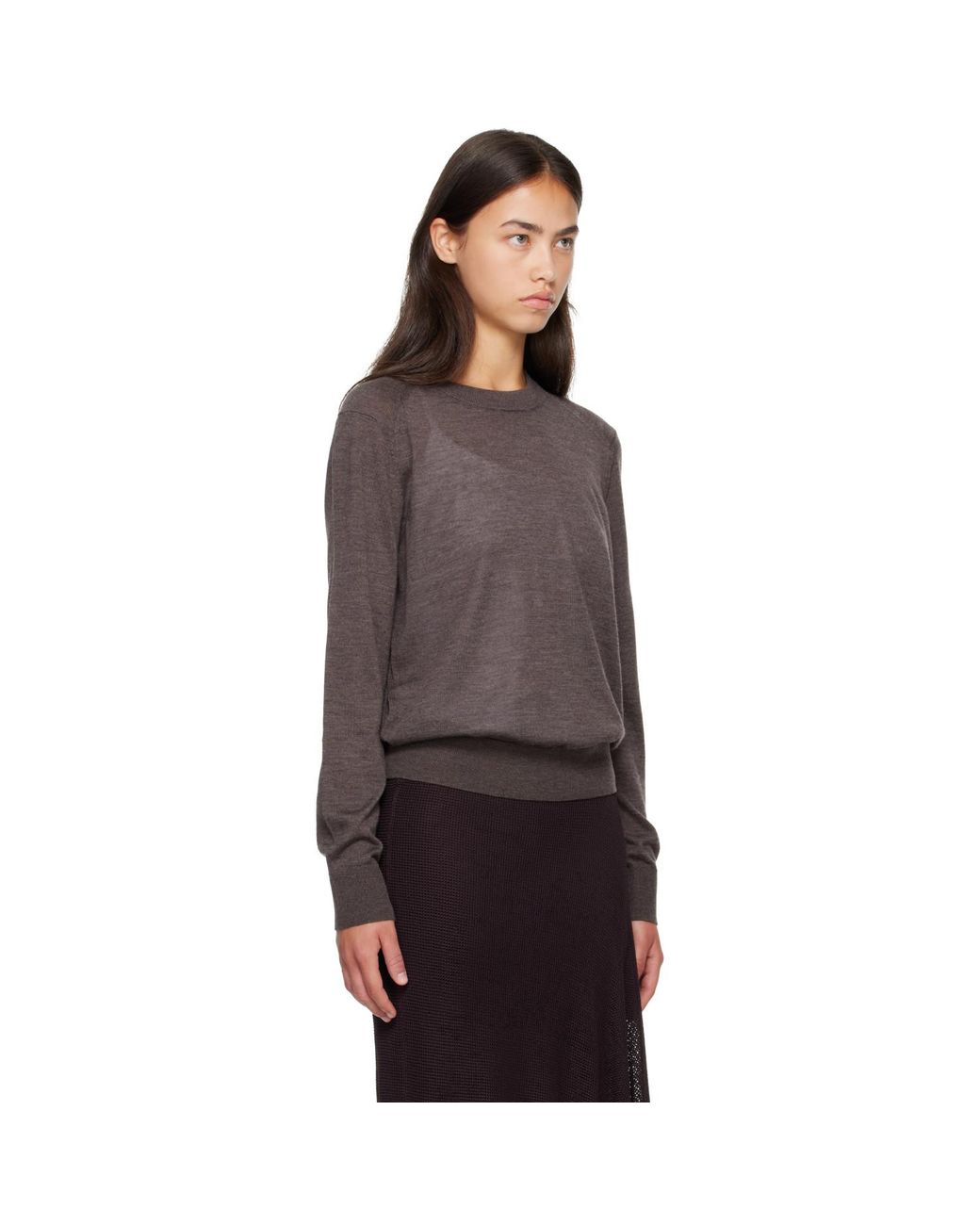 Loulou de Saison Brown Ditto Lds Fine Knit Cashmere Sweater