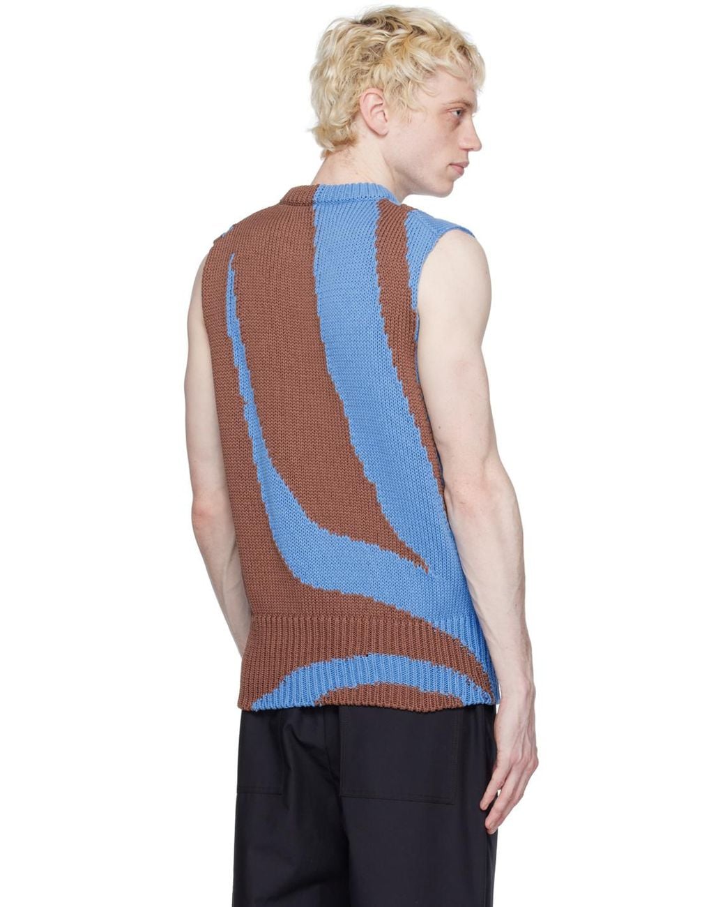 Jil Sander Blue Intarsia Vest for men