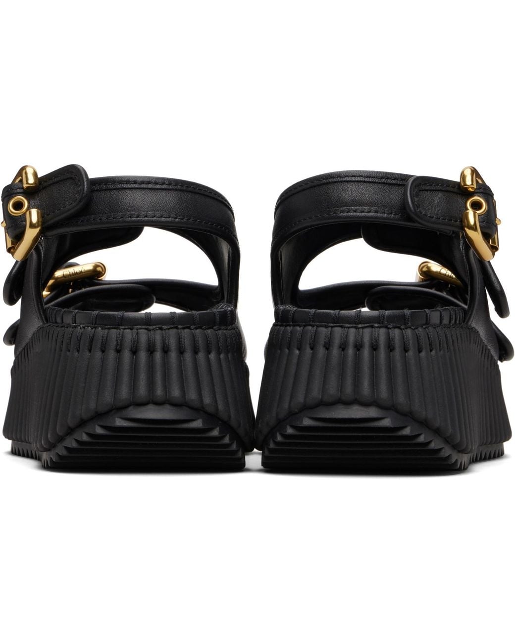 Chloé Black Nama Wedge Sandals