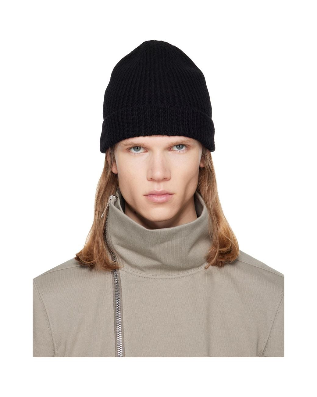 Rick Owens Brown Tower Ribbed Beanie for men