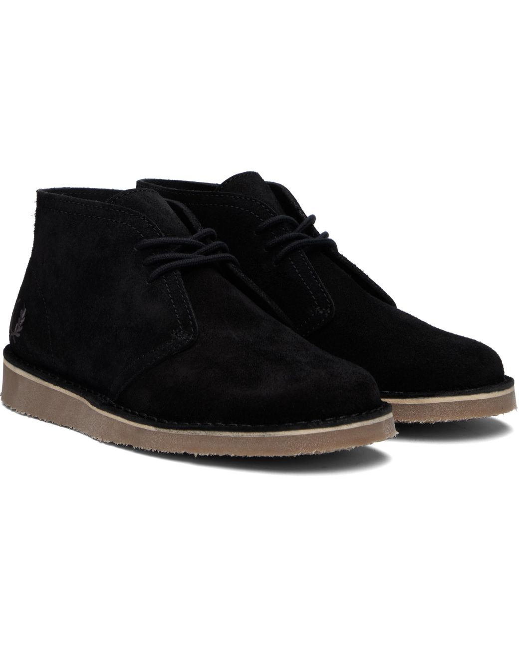 Fred Perry Black Hawley Suede Desert Boots for men
