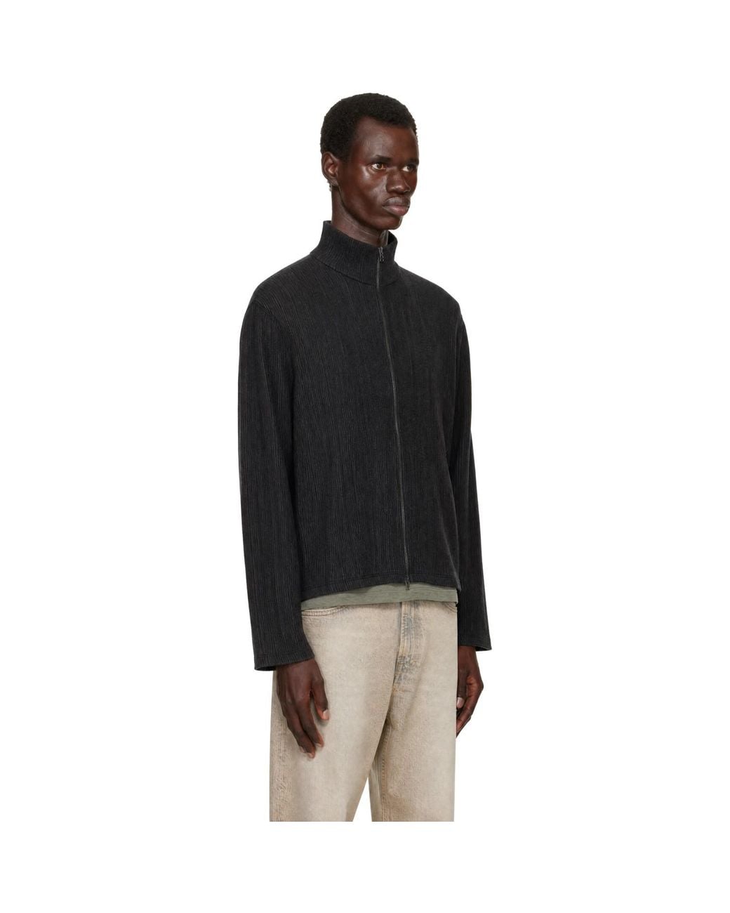 Our Legacy Black Shrunken Fullzip Sweater for men