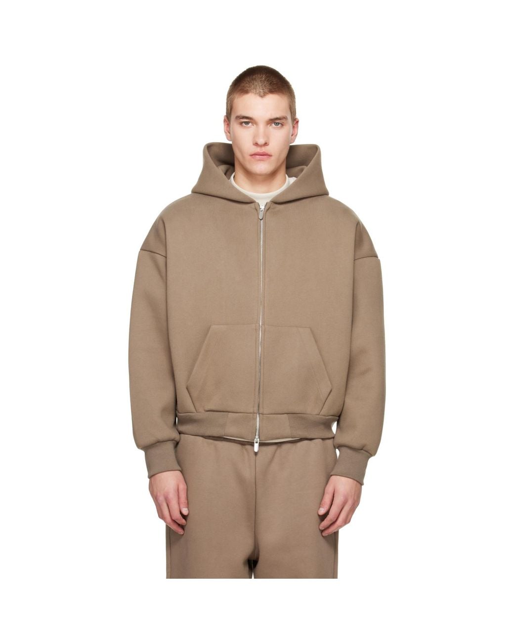 Seventh Brown Taupe V2 Zip Hoodie for men