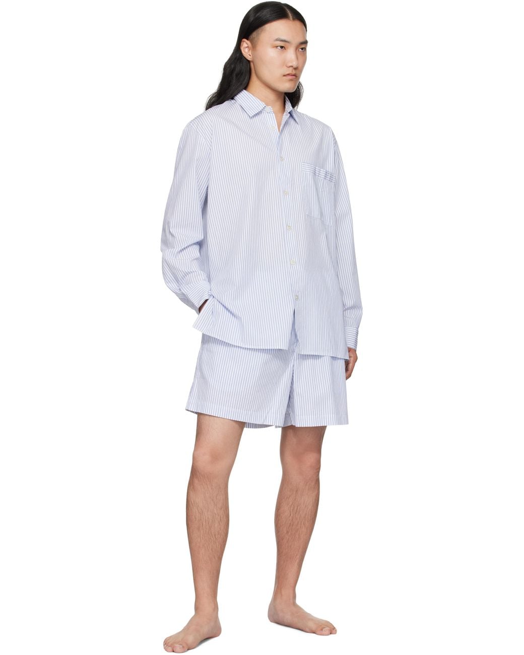 Tekla White Poplin Long-Sleeved Pyjama Shirt for men