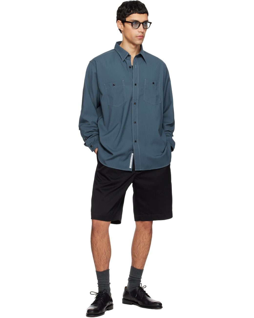 Nanamica Blue Polyester Wool Field Shirt for men