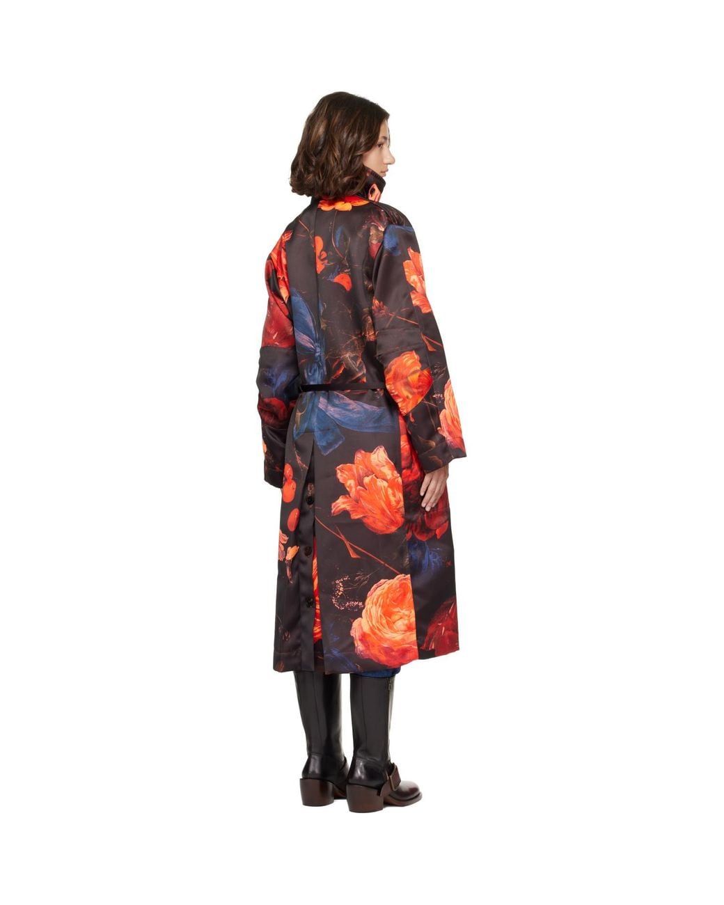 Dries Van Noten Red Oversized Floral Coat