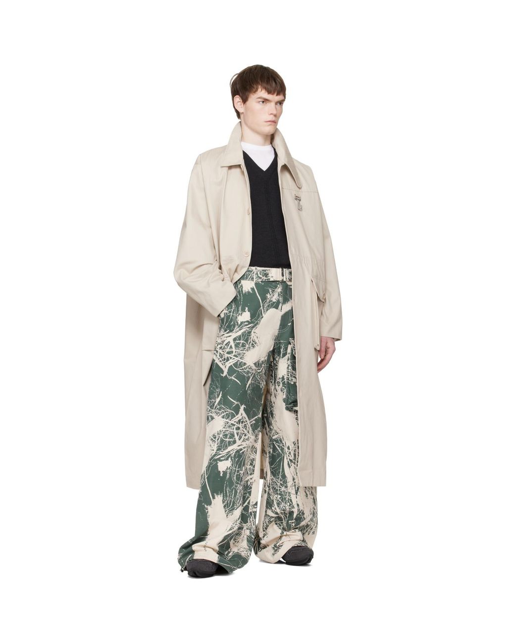 Reese Cooper Natural Cotton Herringbone Overcoat for men