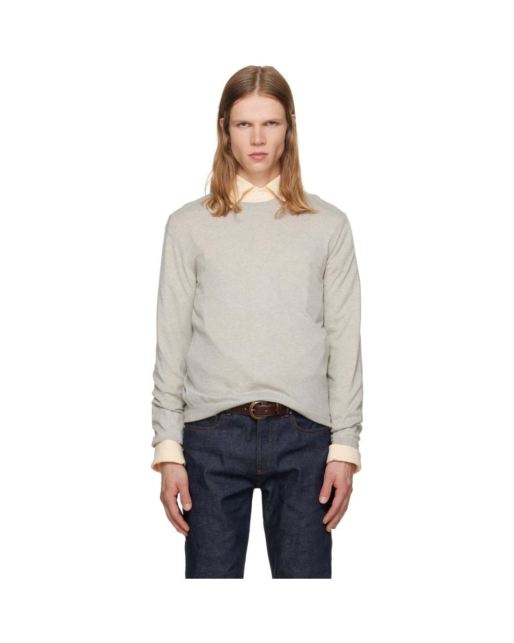 Ralph Lauren Gray Cashmere Crewneck Sweater for men